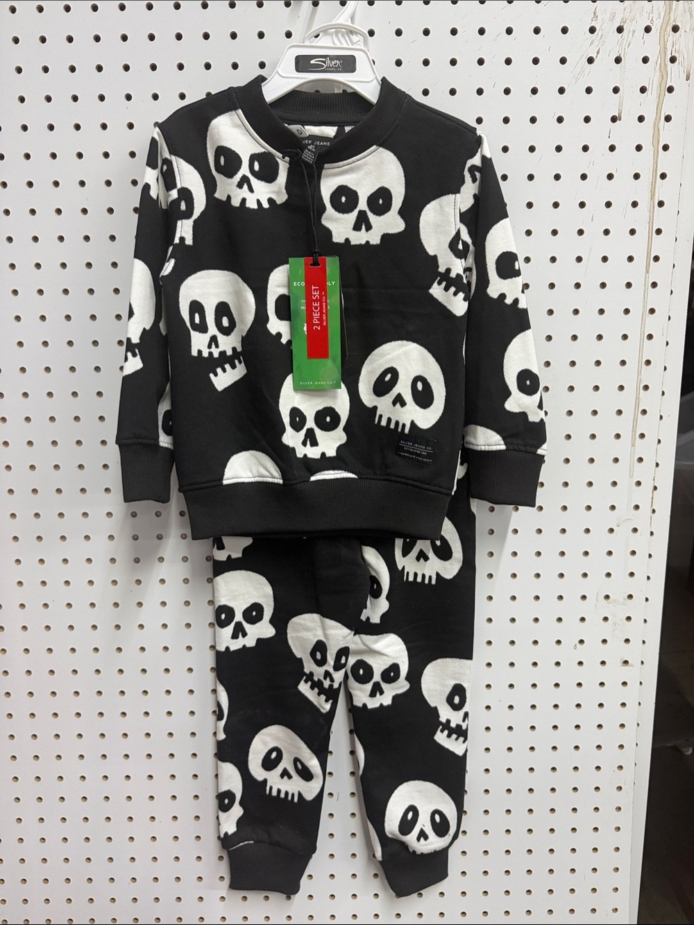 Silver Jeans Black and White Skull Kids Matching Set
